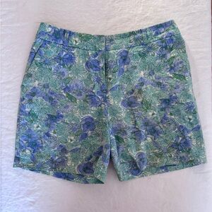 Women’s Talbots Linen Blend Floral Chino Shorts Coastal Tropical Design Size 6